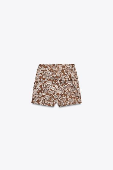 KNOTTED CUTWORK SKORT - Brown / Ecru by Zara