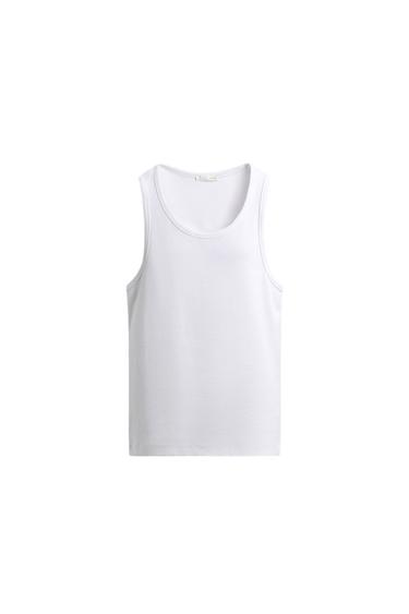 BASIC RIBBED TANK TOP - White by Zara