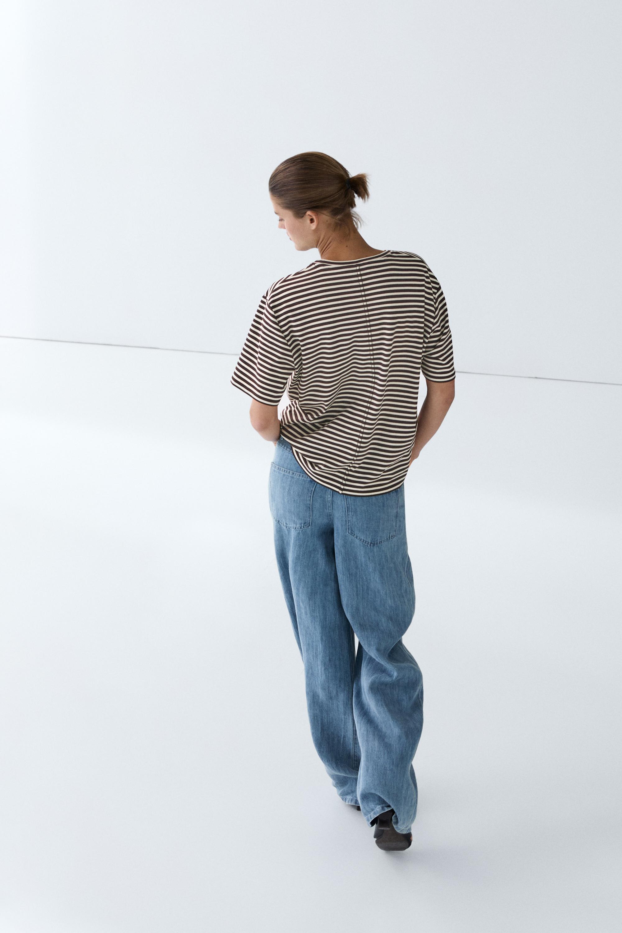 100% cotton striped short sleeve T-shirt