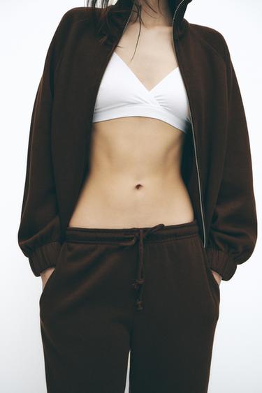 SOFT ZIP-UP SWEATSHIRT - Chocolate by Zara - Image 3