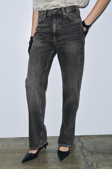 ZW COLLECTION HIGH-WAIST STRAIGHT JEANS - Grey by Zara