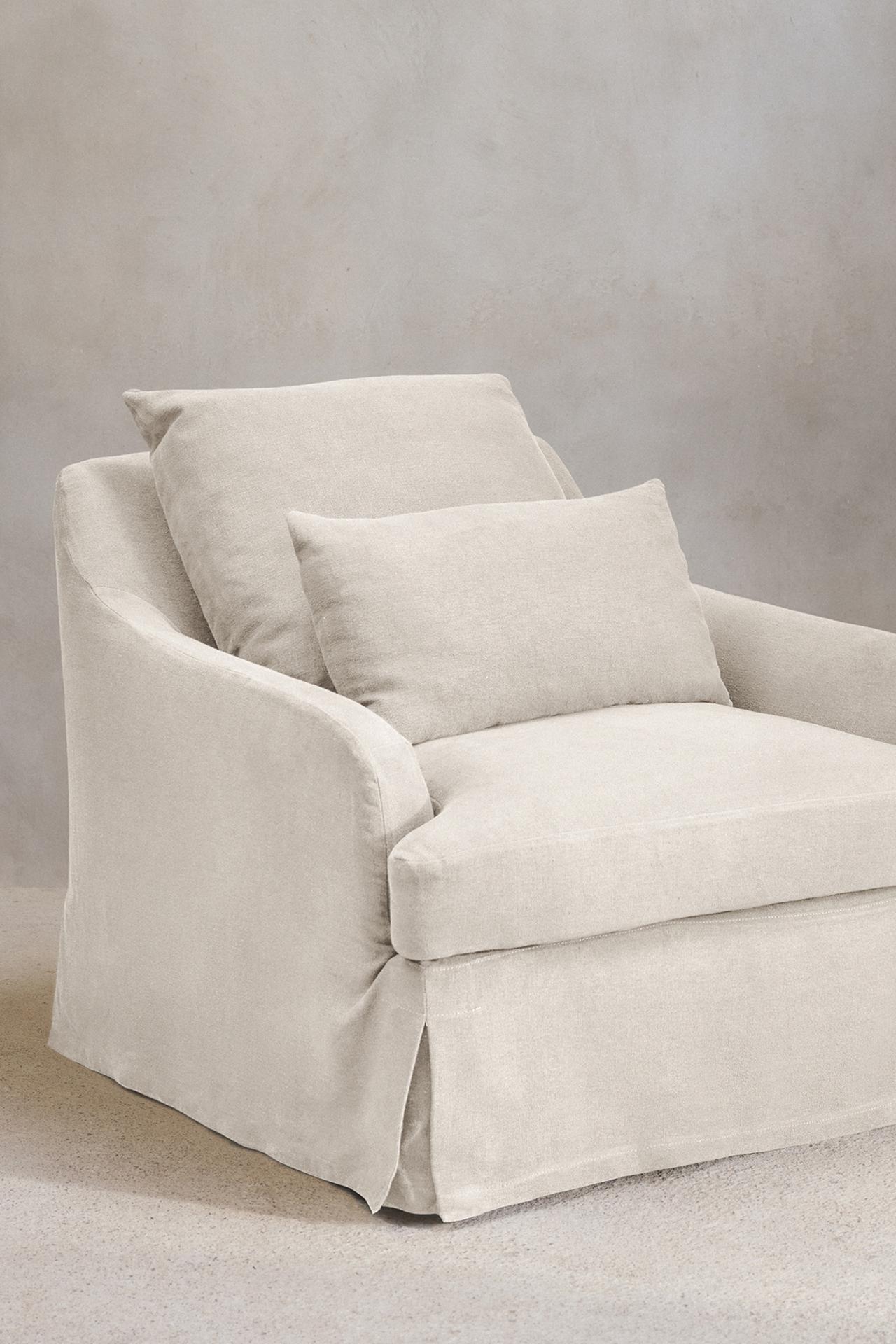 ARMCHAIR 01 LINEN COVER — Light beige
