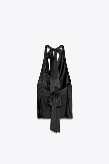 SATIN HALTER TOP - Black by Zara - Image 5
