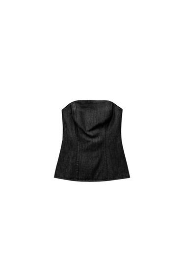TRF DENIM BANDEAU TOP