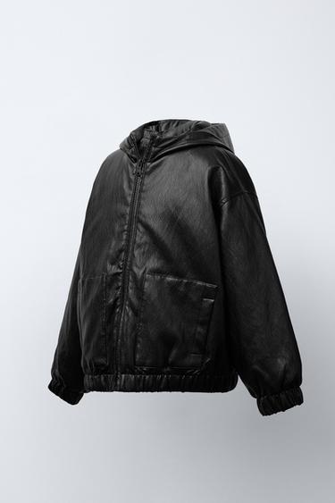 FAUX LEATHER PUFFER JACKET - Black by Zara - Image 1
