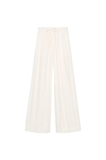 CALÇA PALAZZO ZW COLLECTION - Branco-marfim da Zara
