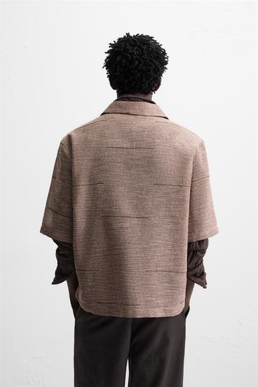 CHEMISE STRUCTURE BRODÉ - Marron de Zara - Image 3
