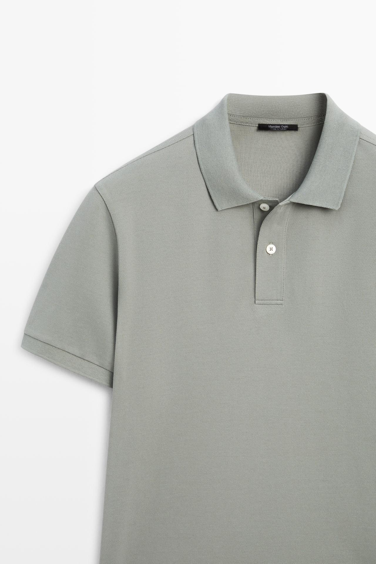 Micro-textured cotton piqué polo shirt — Bright orange