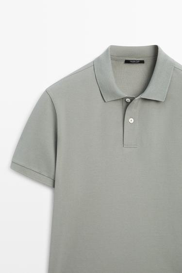 Micro-textured cotton piqué polo shirt — Bright orange 2