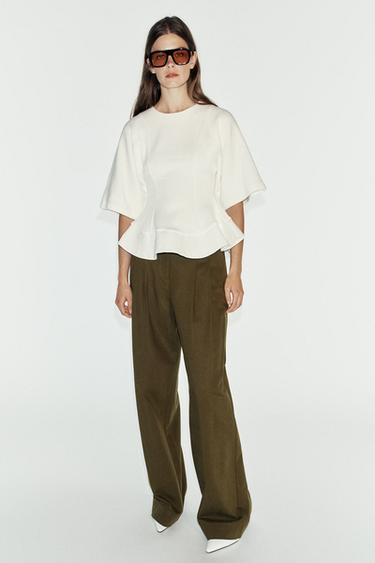 TOP PEPLUM SOFT - Branco roto de Zara - Imaxe 0