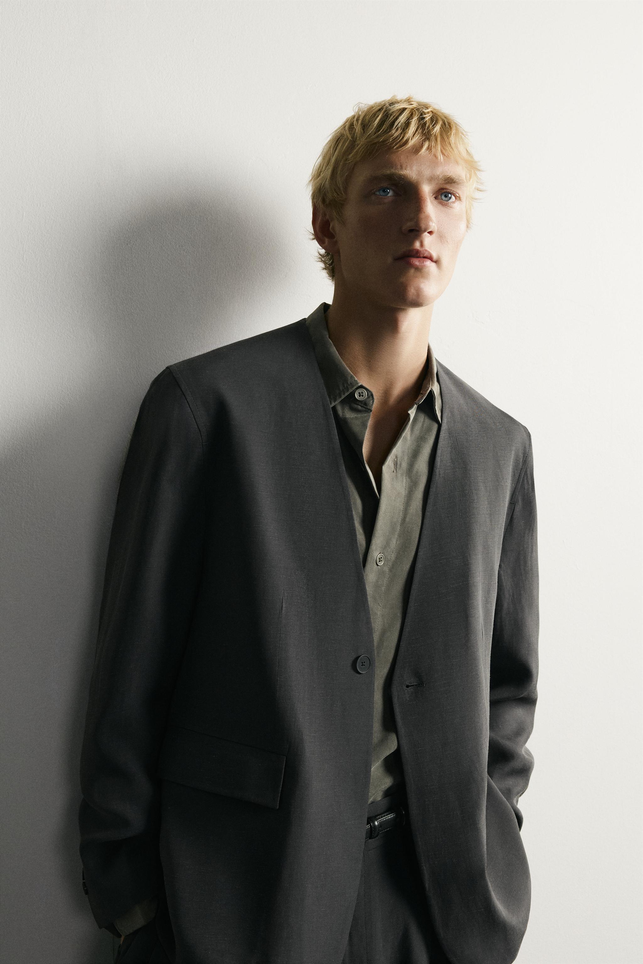 Relaxed-Fit Collarless Blazer