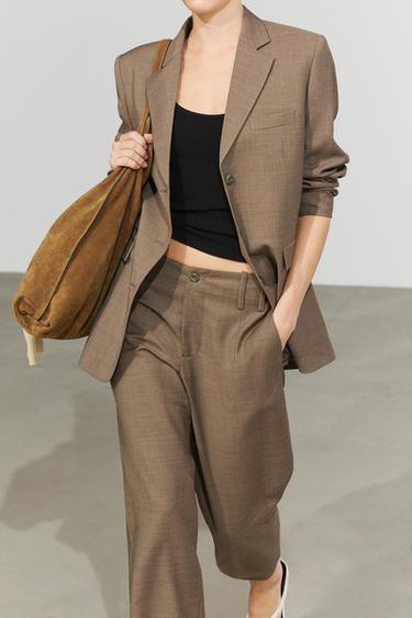 Zara Melange 100% wool suit blazer - Dark mink