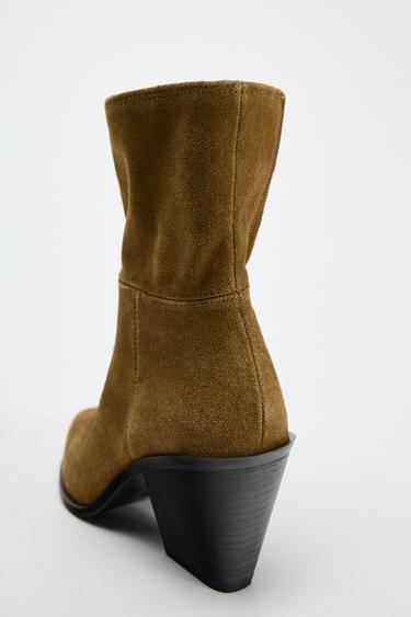 SPLIT SUEDE ANKLE BOOTS - Brown by Zara - Image 4