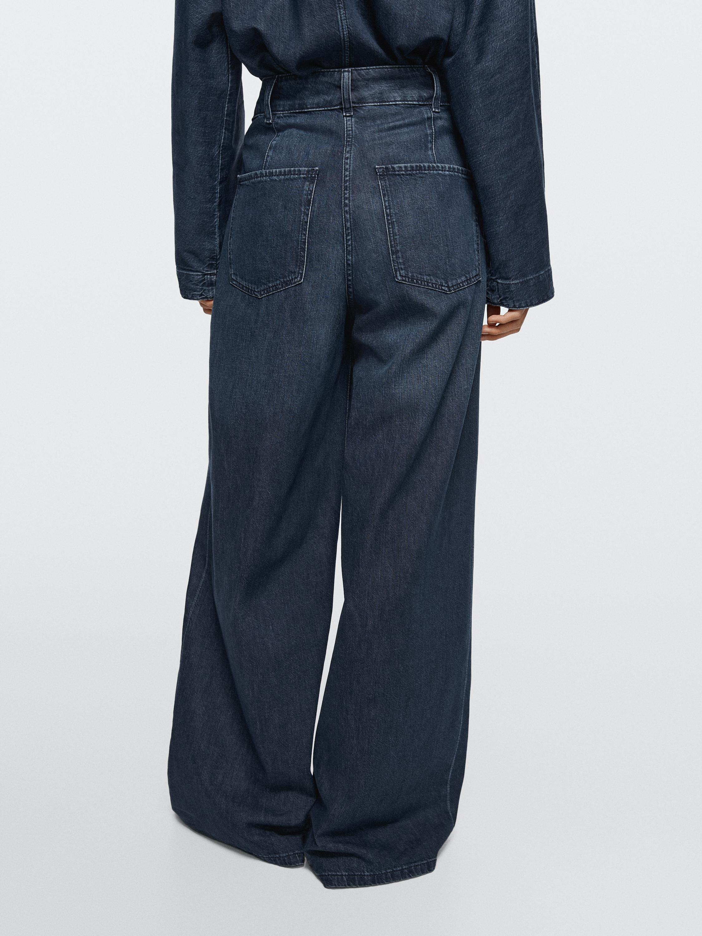 High-waist wide-leg darted jeans