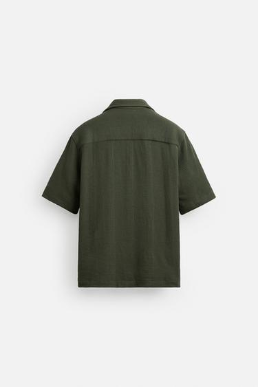 CHEMISE STRUCTURE JACQUARD - Kaki de Zara - Image 7