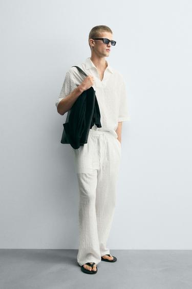 TEXTURED RELAXED FIT TROUSERS - White by Zara - Image 3
