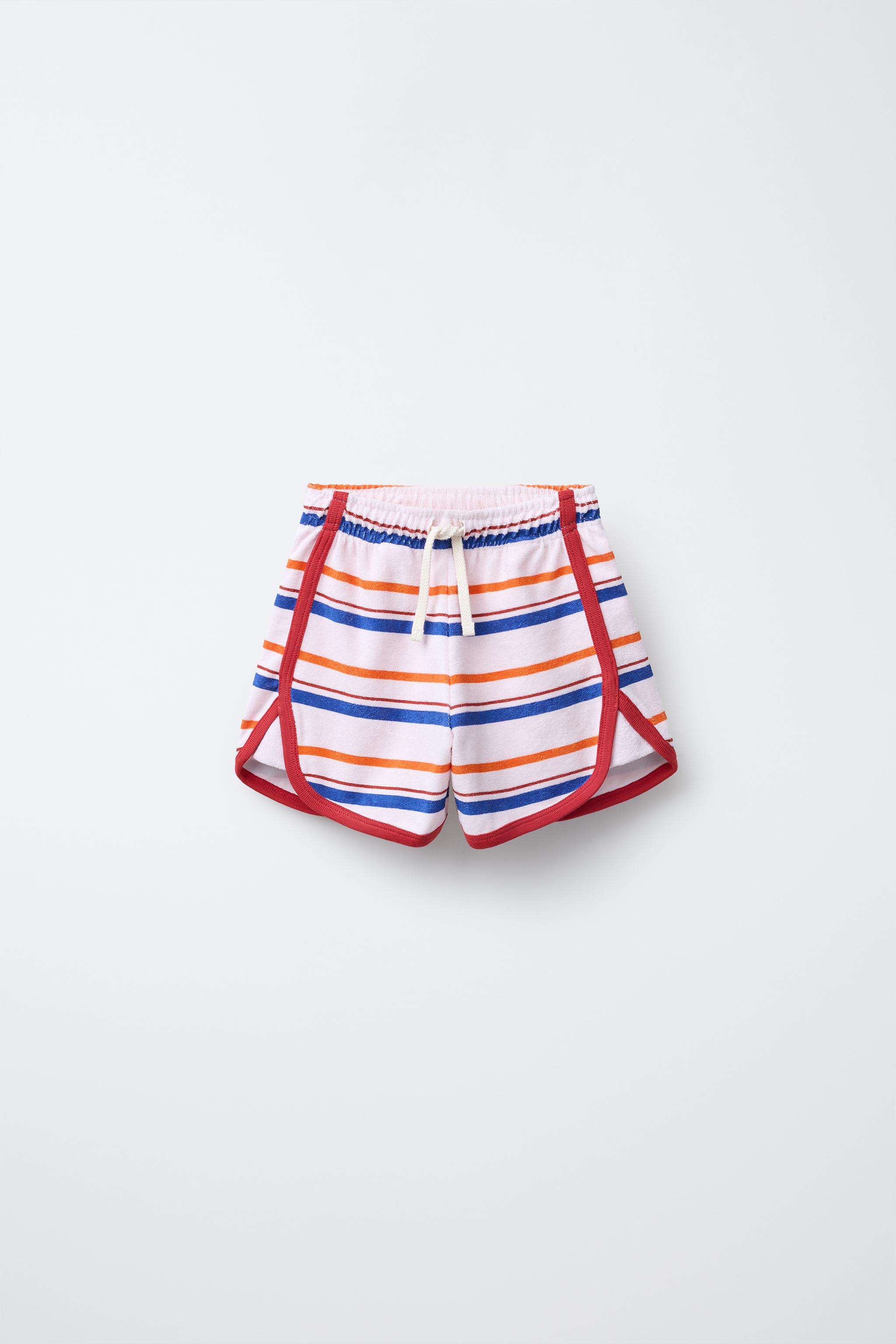 ストライプ柄タオル地風バミューダパンツ - ピンク | ZARA Japan