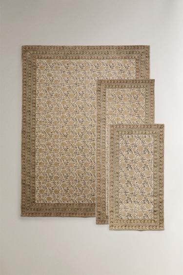 TAPIS coton imprimé FLORAL - Vert de Zara - Image 0