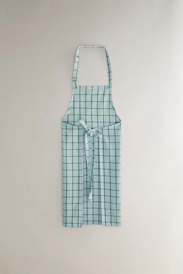 CHECK COTTON KITCHEN APRON - Blue by Zara - Image 3