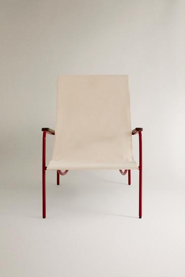 COLOURED TEXTURED METAL CHAIR - Ecru / Red by Zara