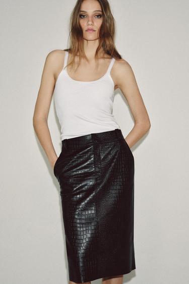 ZW COLLECTION LIMITED EDITION COCO LEATHER SKIRT - Black by Zara