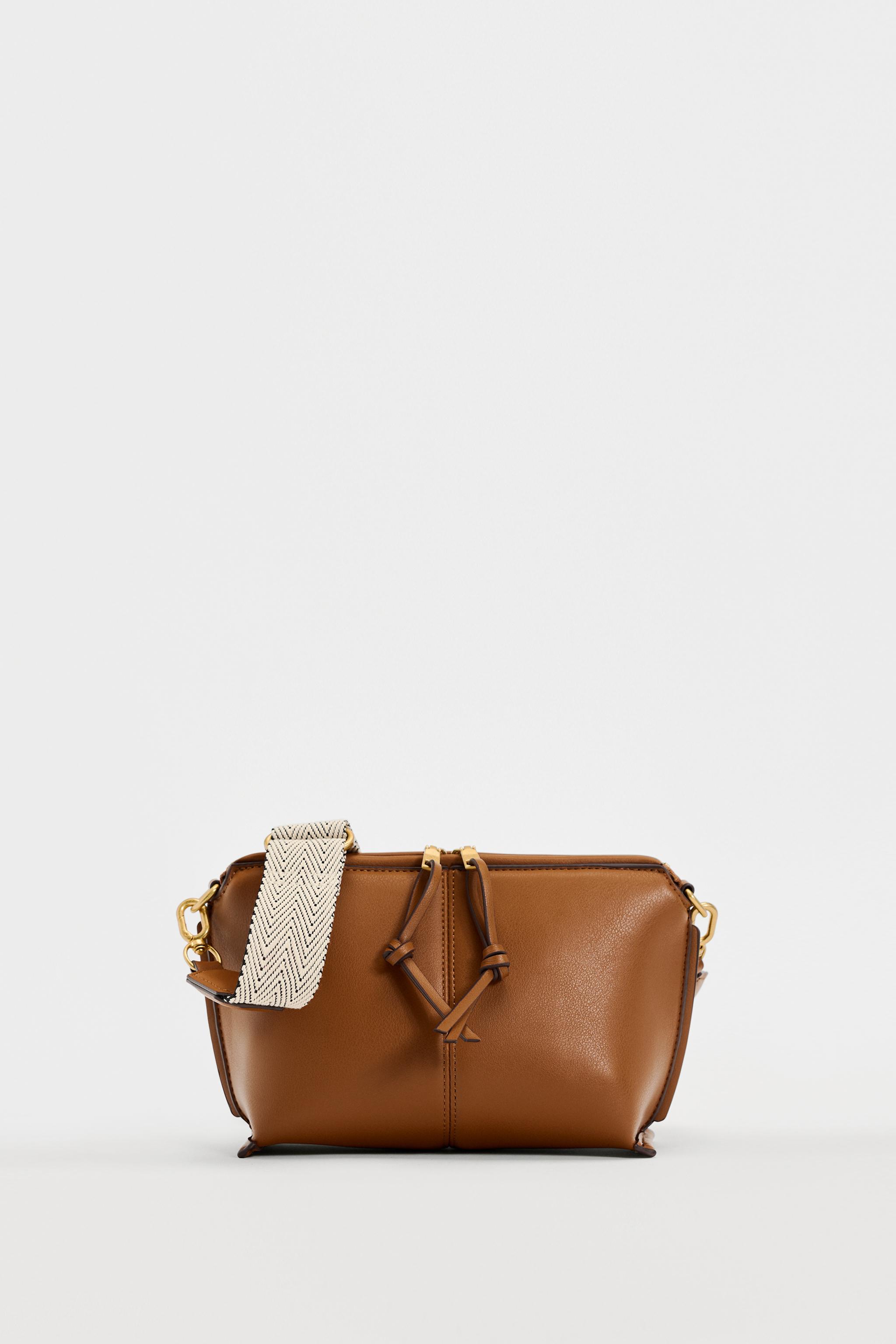 NEW! Zara Double Exterior outlets Leather Crossbody Bag