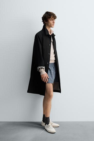 LIMITED EDITION CHECK COMBINATION TRENCH COAT - Black by Zara - Image 3