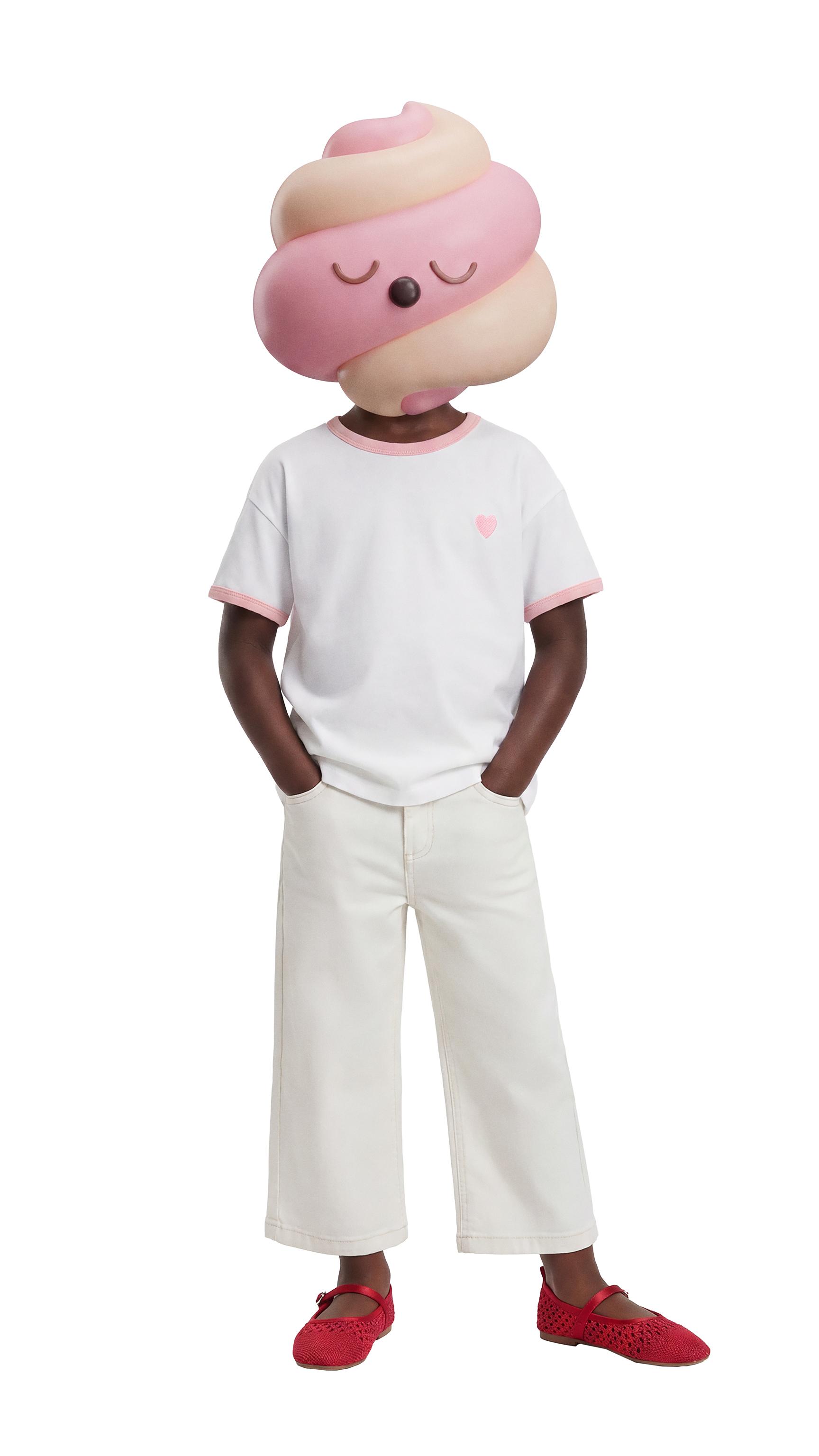 CONTRAST EMBROIDERED T-SHIRT — Light pink