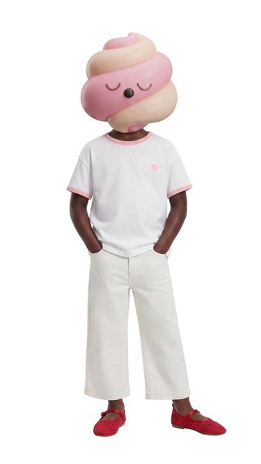 Zara CONTRAST EMBROIDERED T-SHIRT - Light pink