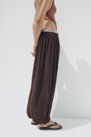 PANTALON BOUFFANT STRUCTURÉ - Chocolat de Zara - Image 3