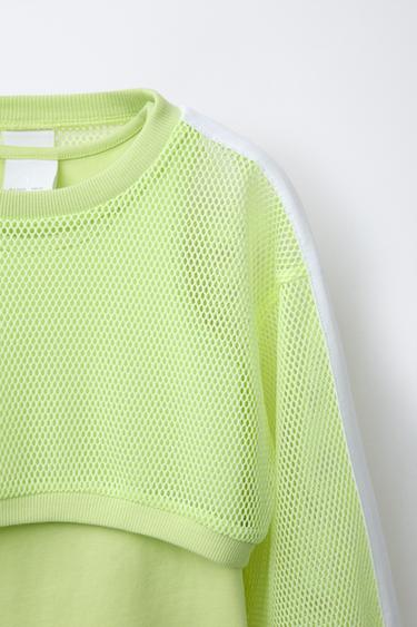 T-SHIRT COURT EN RÉSILLE - Citron vert de Zara - Image 3