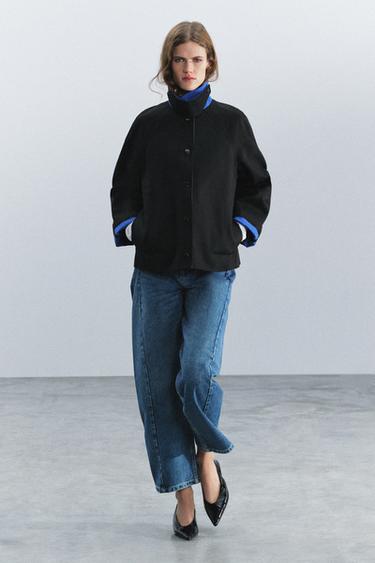 جاكيت بتفاصيل داخلية بلون مغاير ZW COLLECTION - أسود الخاص بـ Zara