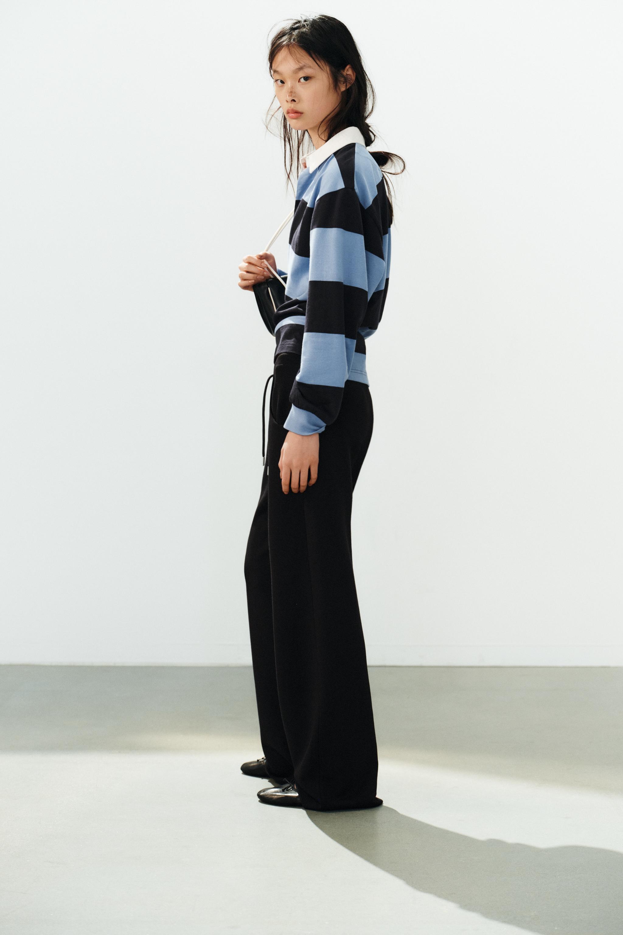 Zara KONTRAST YAKALI ÇİZGİLİ POLO T-SHIRT görsel 3