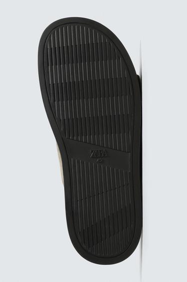 SANDALES EN CUIR À DOUBLE BRIDE - Gris taupe de Zara - Image 6