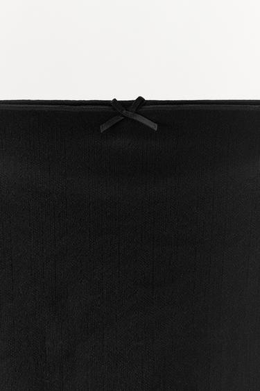POINTELLE CULOTTES SHORTS WITH SATIN RIBBON - Black by Zara - Image 8