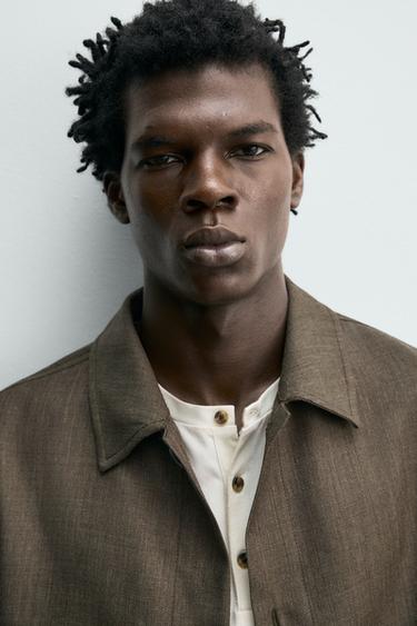 SURCHEMISE REGULAR FIT 100% LAINE - Vison de Zara - Image 4