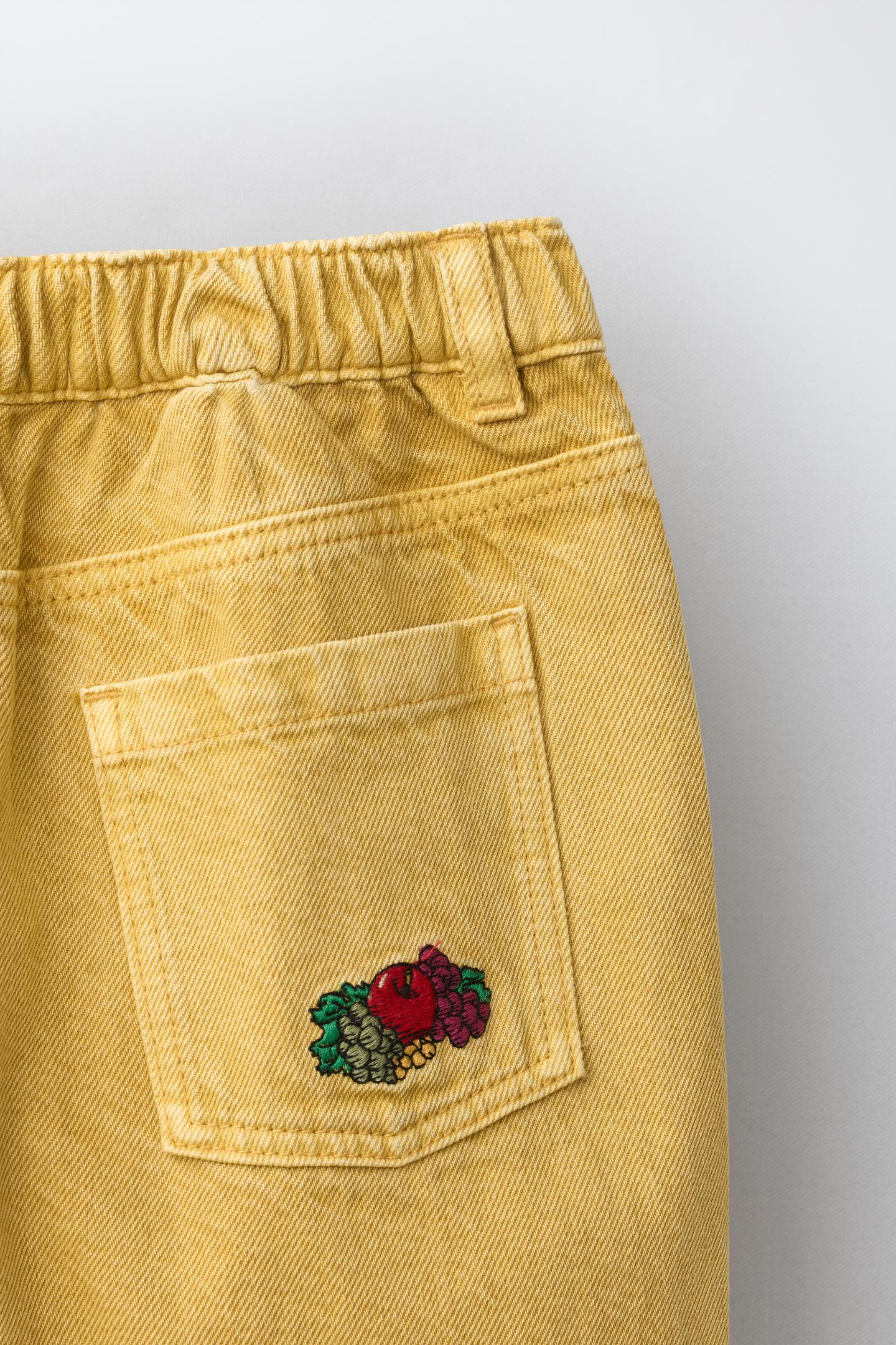 Детские брюки Zara Fruit OF the Loom™ Embroidered Twill, цвет: Горчичный — фото 5