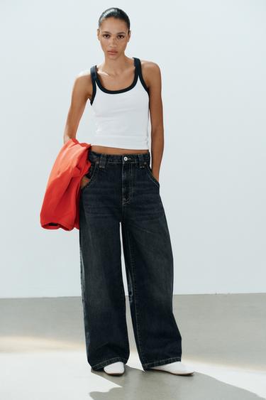 RIBBED TANK TOP - Blanco / Marino de Zara - Imagen 0