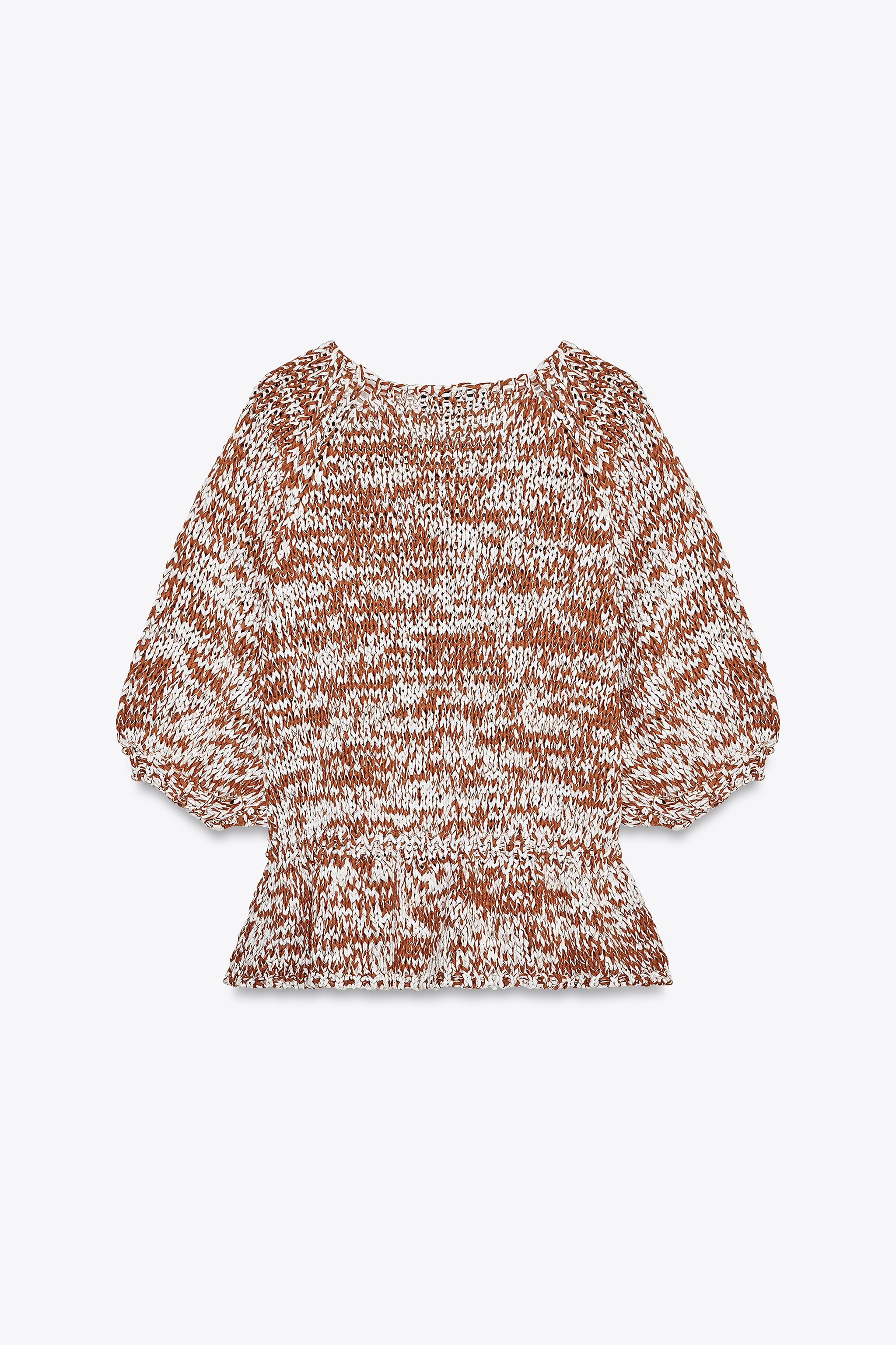 COMBINATION KNIT PEPLUM TOP