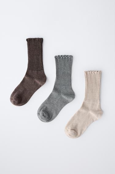 3-PACK OF LONG WAVE SOCKS - camel by Zara - Image 3