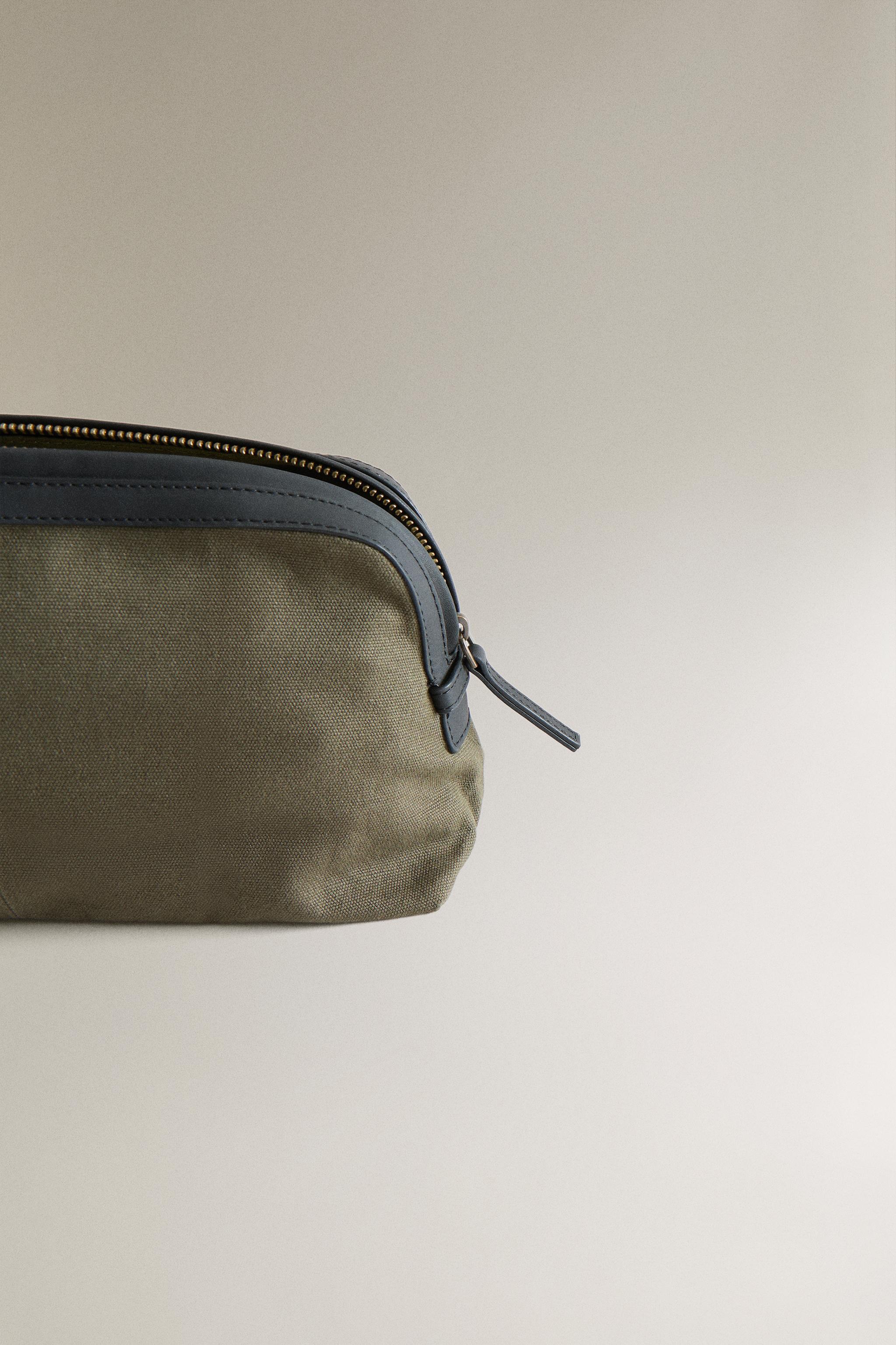 CANVAS LEATHER MAKEUP BAG