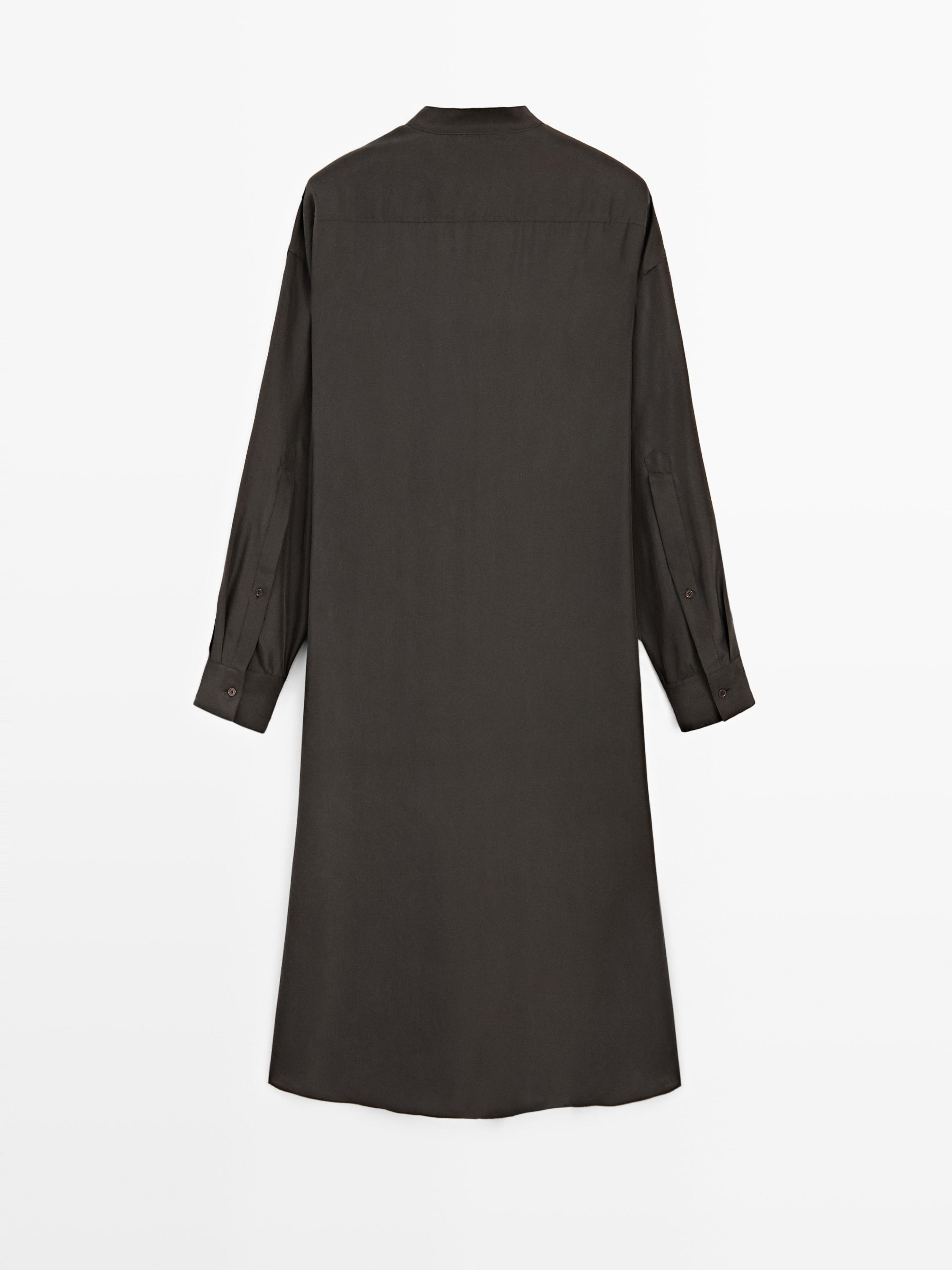 100% silk midi dress with fastening detail - STUDIO
