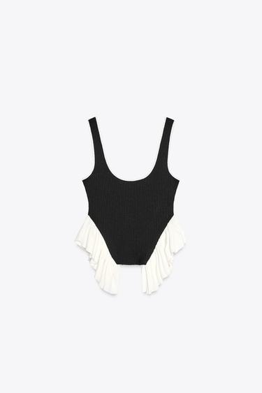 CONTRAST KNIT TOP - Black / White by Zara - Image 5
