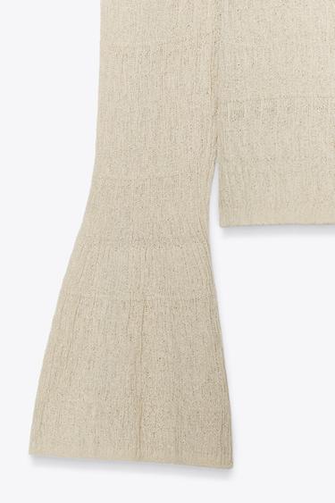 PULL EN MAILLE POINTELLE MANCHES ÉVASÉES - Beige de Zara - Image 7