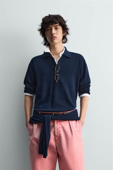 ΠΛΕΚΤΗ ΜΠΛΟΥΖΑ ΠΟΛΟ RELAXED FIT - Μπλε του Zara