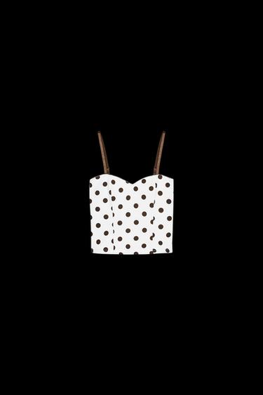Zara POLKA DOT CORSET TOP - Oyster-white - Image 0