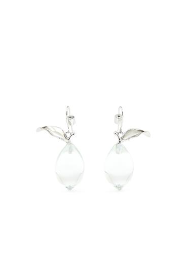 Zara Glass amber teardrop earrings - Silver