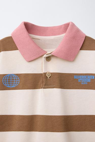 STRIPED POLO SHIRT - Brown / Ecru by Zara - Image 2