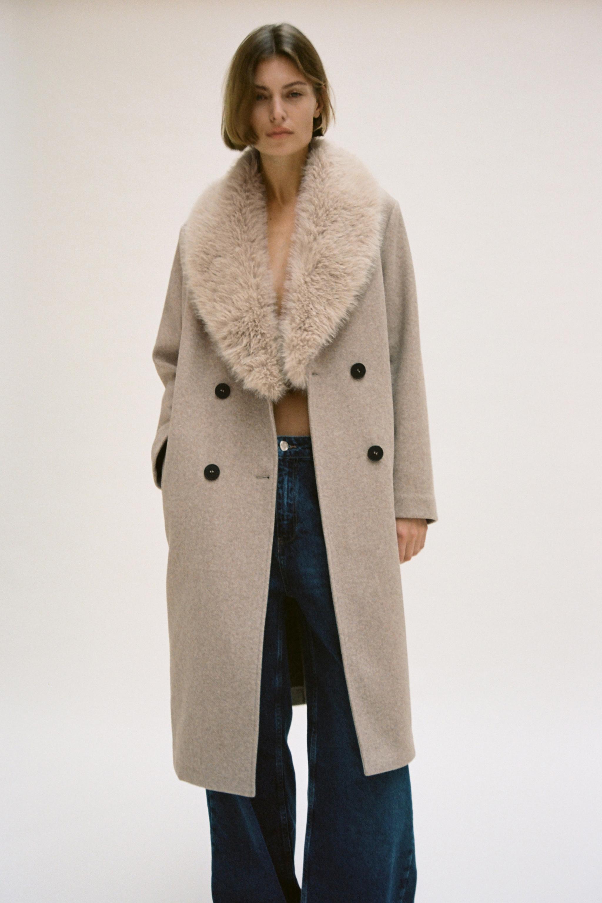 Camel wrap coat zara online