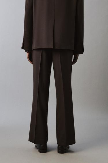 WOOL BLEND FLARE FIT SUIT TROUSERS - Brown by Zara - Image 2